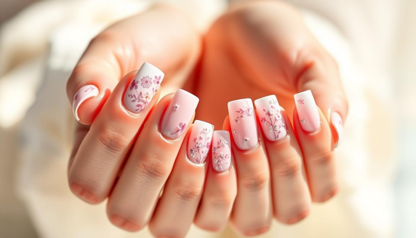 acrylic pink and white nails