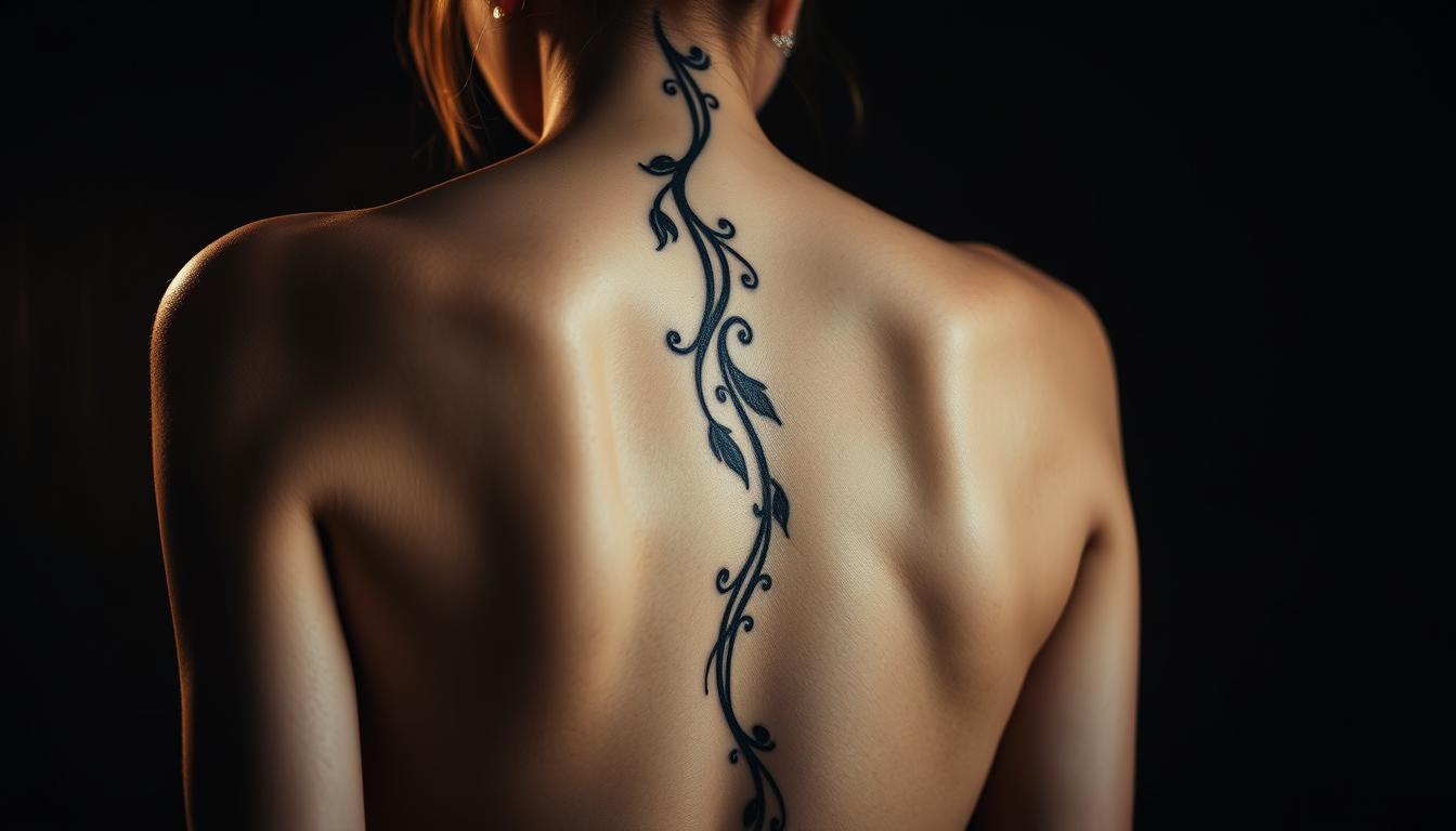 baddie women's feminine spine tattoos