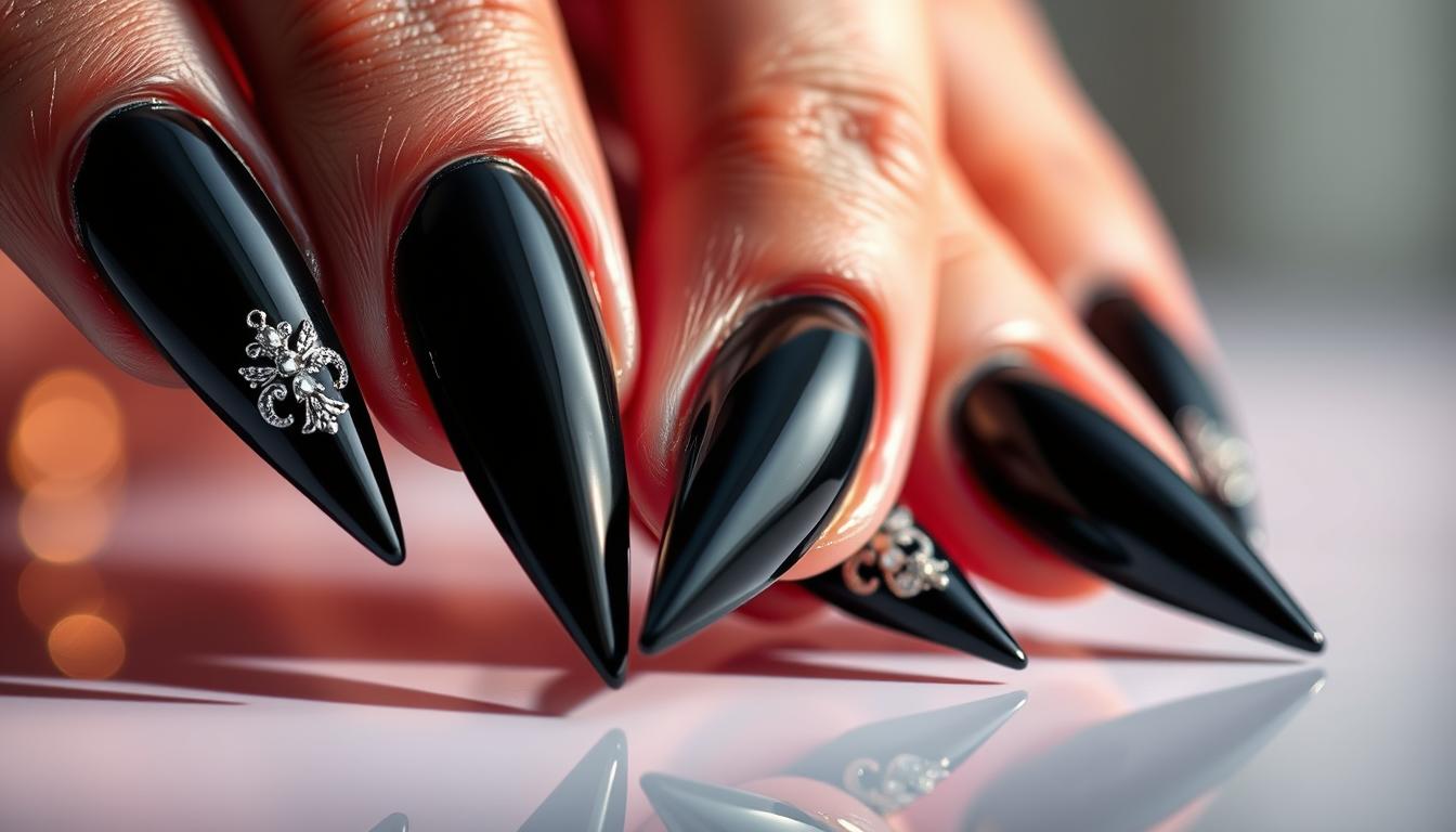 black stiletto nails designs