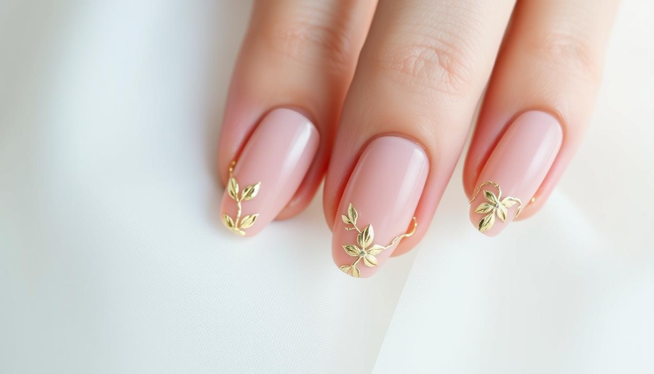 blush pink wedding nails