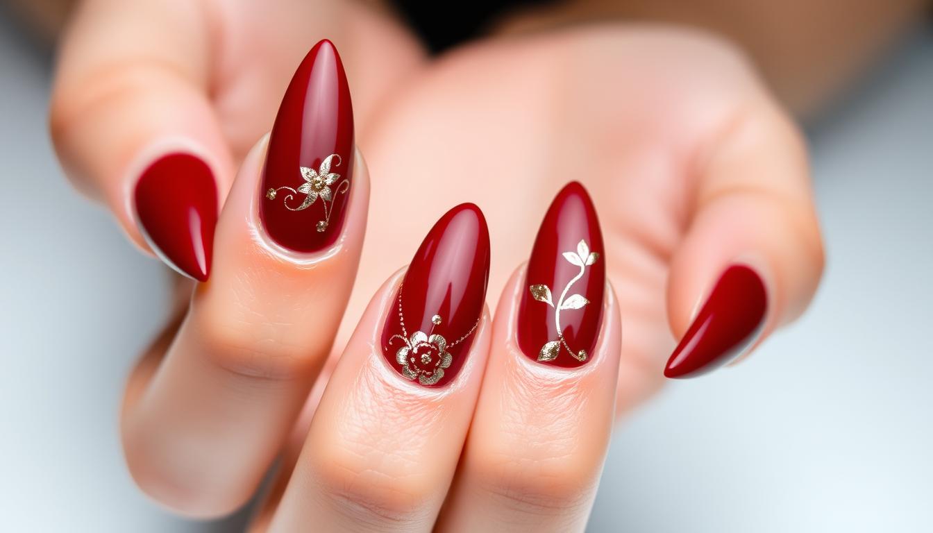 dark red stiletto nails