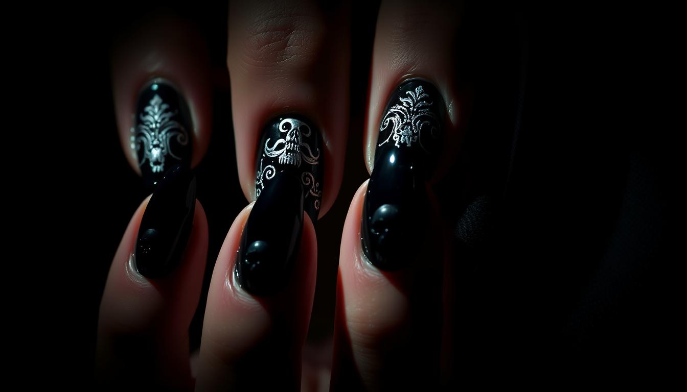 gothic black stiletto nails