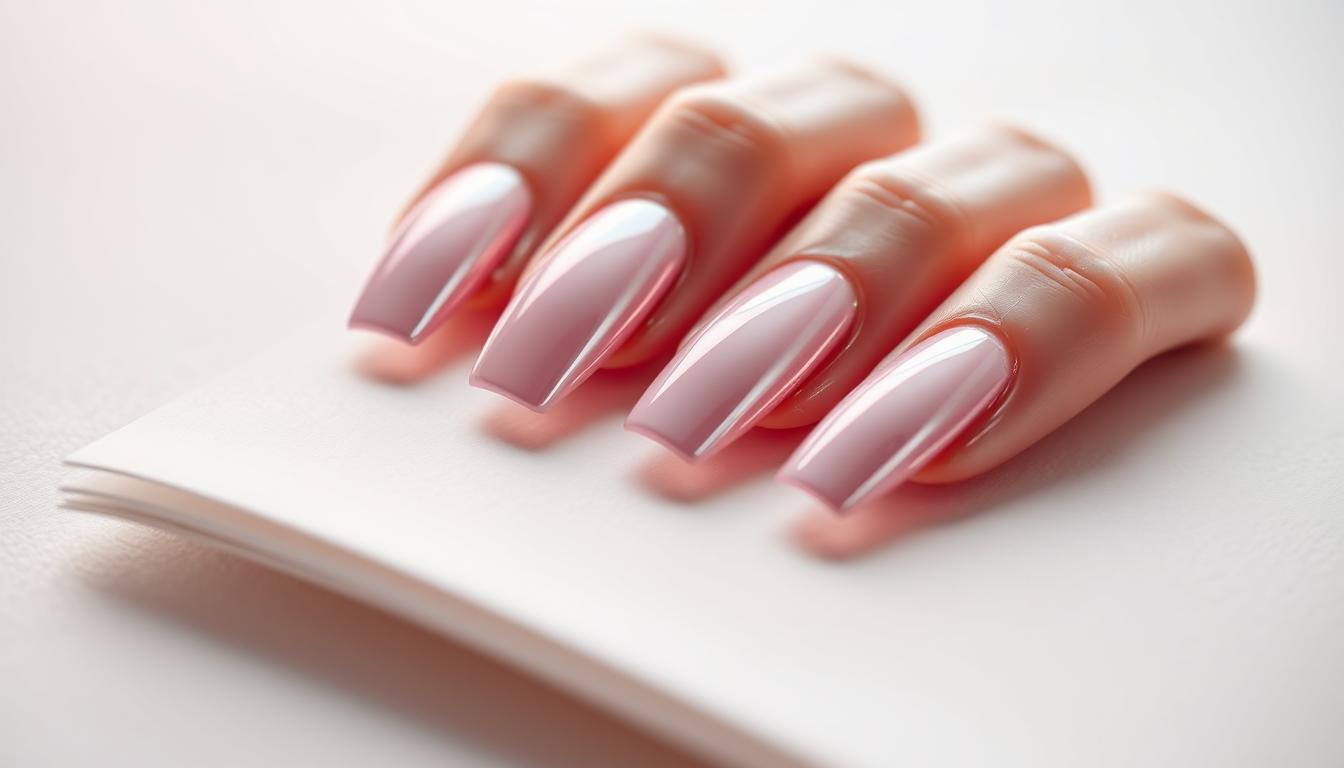 light pink chrome nails