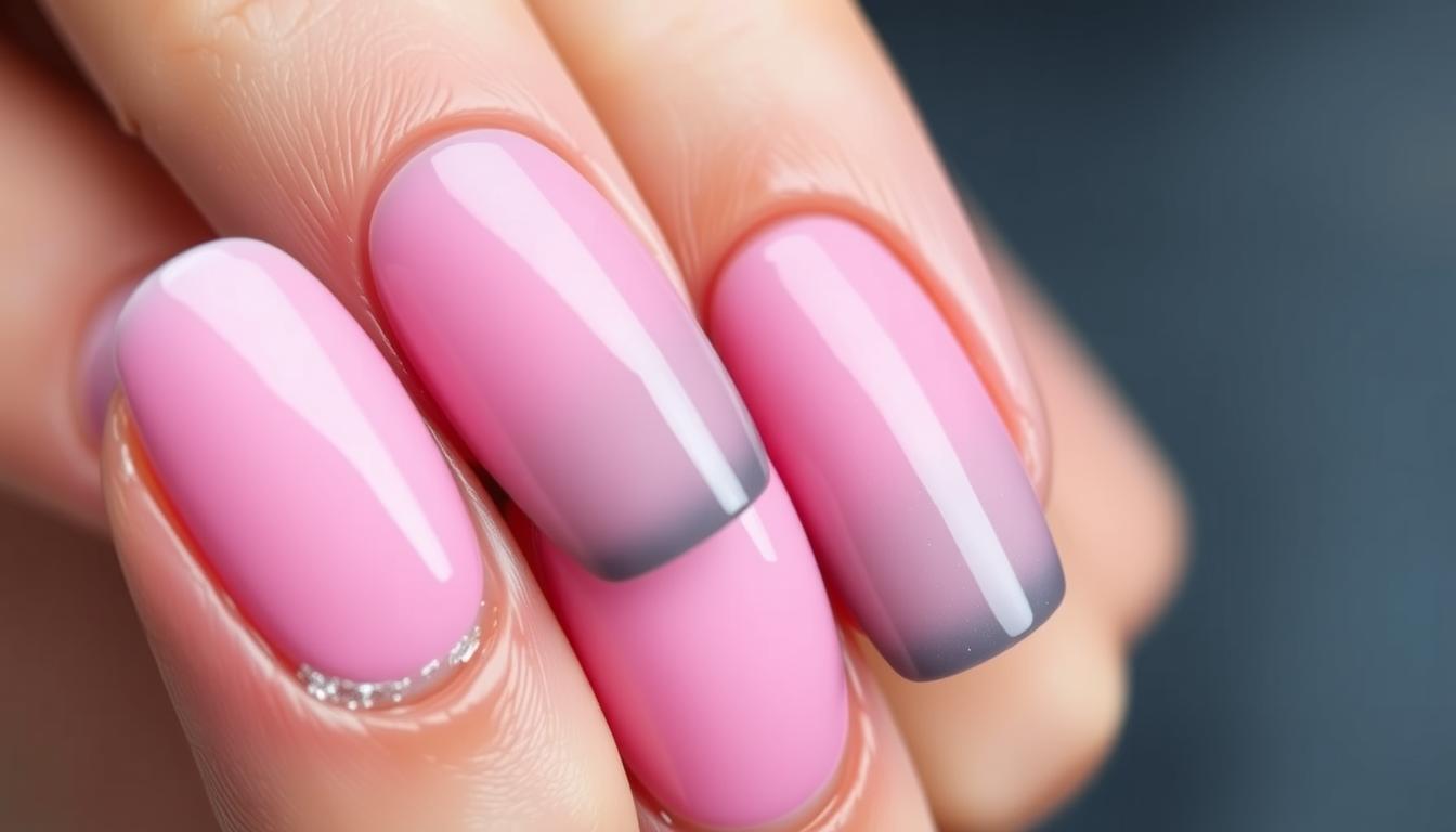 Achieve Gorgeous Pink and Grey Ombre Nails