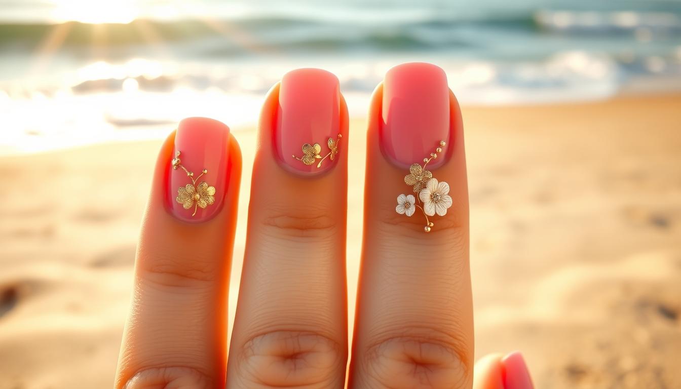 pink beach nails