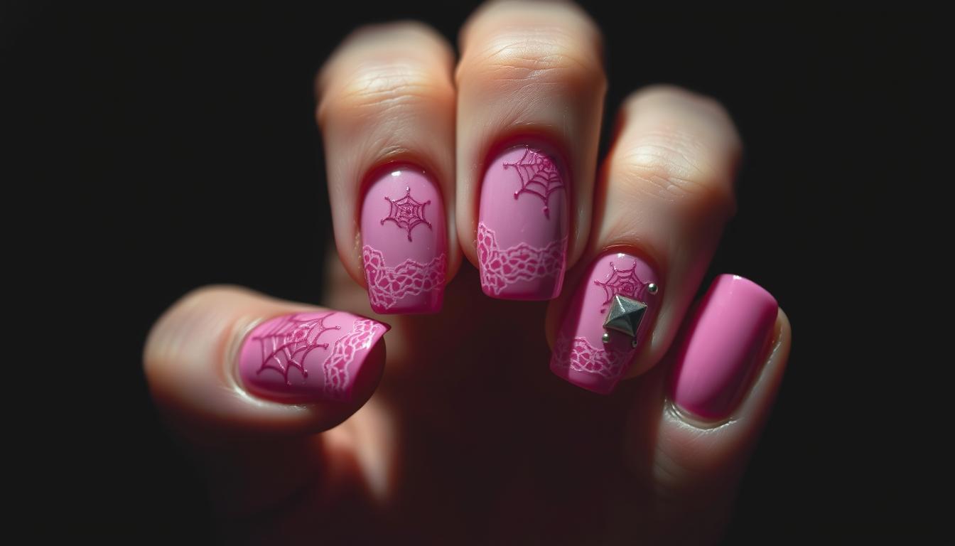 pink emo nails