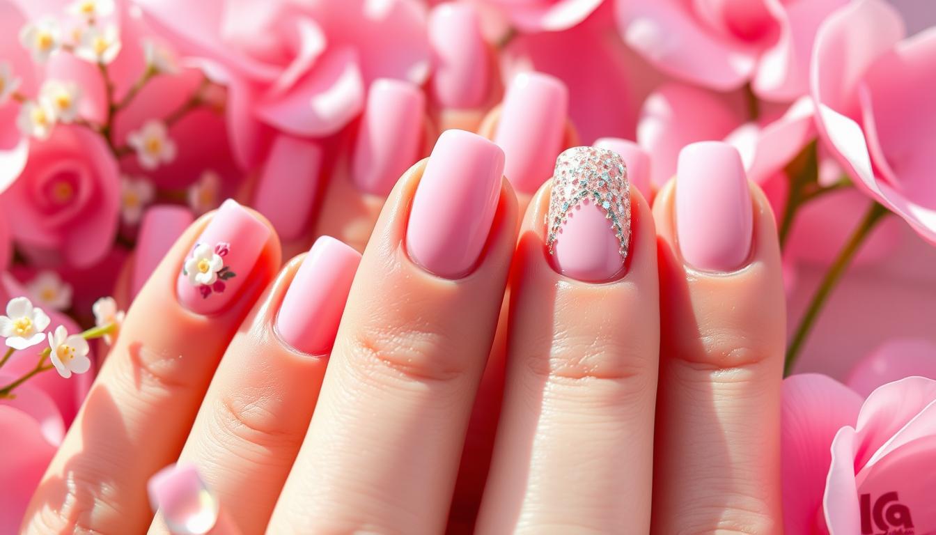 pink hoco nails