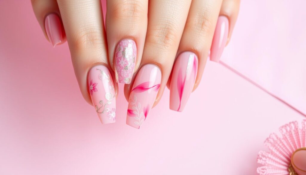 pink nail art designs