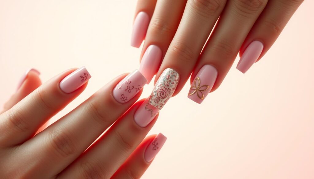 pink nail art designs