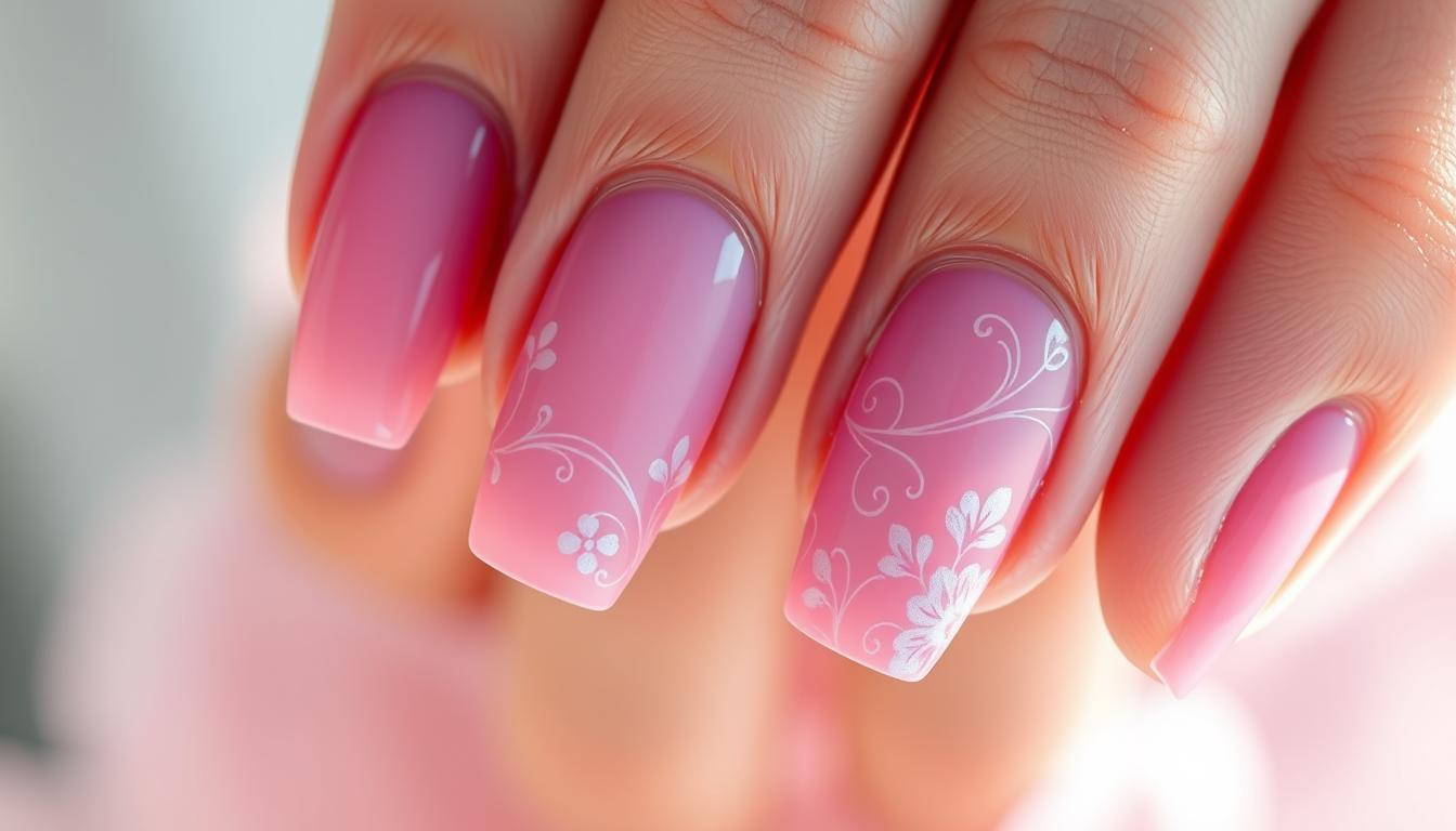 pink nail art