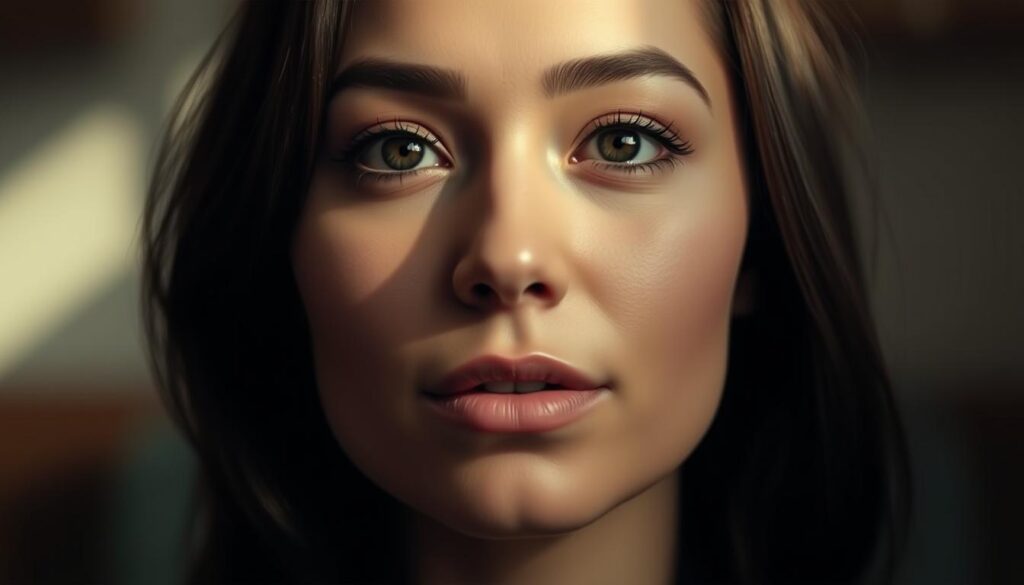 A close-up portrait of a woman with a round, soft facial structure. Her features are symmetrical, with high, full cheeks, a small, button nose, and a gently curved chin. The lighting is soft and diffused, creating subtle shadows that accentuate the roundness of her face. The background is blurred, keeping the focus on the subject's face. The overall mood is serene and inviting, capturing the essence of a round facial shape. A close-up portrait of a woman with a round, soft facial structure. Her features are symmetrical, with high, full cheeks, a small, button nose, and a gently curved chin. The lighting is soft and diffused, creating subtle shadows that accentuate the roundness of her face. The background is blurred, keeping the focus on the subject's face. The overall mood is serene and inviting, capturing the essence of a round facial shape.