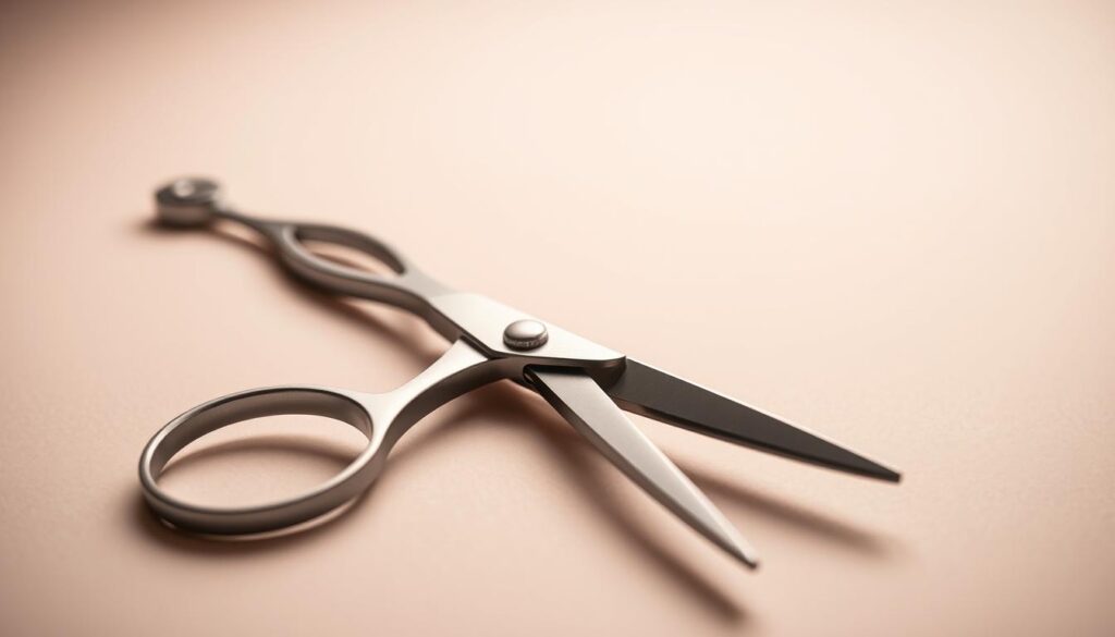 A close-up view of a pair of professional hairdressing scissors, showcasing their sleek and sharp design. The scissors are positioned on a clean, neutral-colored background, with soft, directional lighting that highlights the intricate details of the blades and handles. The scissors are angled slightly, creating a sense of depth and emphasizing their precise, functional form. The image has a minimalist, yet high-quality aesthetic, perfectly suited to illustrate the "Types of Hair Cut Scissors Available in the Market" section of the article "The Best Hair Cut Scissors for a Perfect Trim." A close-up view of a pair of professional hairdressing scissors, showcasing their sleek and sharp design. The scissors are positioned on a clean, neutral-colored background, with soft, directional lighting that highlights the intricate details of the blades and handles. The scissors are angled slightly, creating a sense of depth and emphasizing their precise, functional form. The image has a minimalist, yet high-quality aesthetic, perfectly suited to illustrate the "Types of Hair Cut Scissors Available in the Market" section of the article "The Best Hair Cut Scissors for a Perfect Trim."