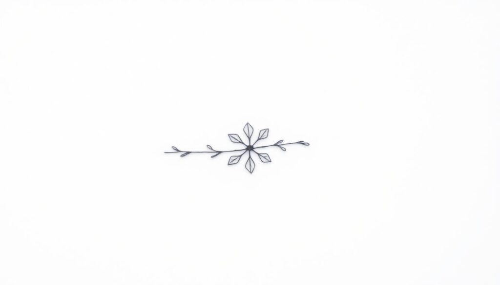 A delicate, finely detailed tattoo design featuring minimalist linework against a crisp, white background. The intricate patterns and minimalist shapes create a timeless, elegant aesthetic. Captured with a macro lens, the image showcases the precise, elegant strokes and the subtle textures of the ink. The lighting is soft and diffused, highlighting the nuances of the tattoo design. The composition places the tattoo as the central focus, drawing the viewer's eye to the captivating details and the artistry of the minimalist fine line work.