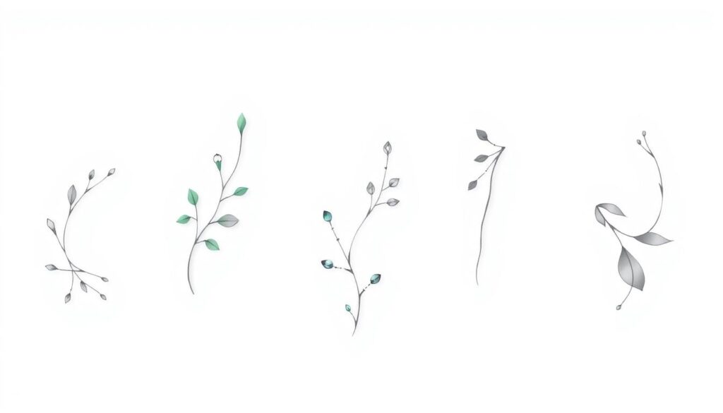 A vibrant collection of simple, minimalist cover-up tattoo designs on a plain background. The designs feature delicate, flowing patterns and abstract shapes in a soothing color palette of soft blues, greens, and grays. The tattoos are depicted with a realistic, high-resolution style, capturing the intricate linework and shading. The lighting is soft and diffused, creating a calming, serene atmosphere. The composition showcases the tattoos in a clean, uncluttered manner, allowing the elegant designs to take center stage. This visually appealing set of cover-up ideas will inspire beginners to explore creative ways to conceal their existing tattoos.