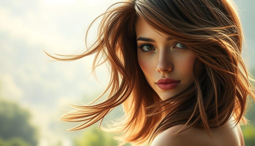 A visually compelling illustration of common misconceptions about layered haircuts. A serene, softly lit scene showcases a stylized female portrait with flowing, voluminous hair in a layered cut. The foreground focuses on the intricate, textured strands, hinting at the versatility and low-maintenance nature of this style. The middle ground reveals a tranquil, natural setting with lush greenery and a calming, ethereal atmosphere. The background subtly blurs, allowing the subject to take center stage and challenge preconceptions about the complexities of layered hairstyles. A visually compelling illustration of common misconceptions about layered haircuts. A serene, softly lit scene showcases a stylized female portrait with flowing, voluminous hair in a layered cut. The foreground focuses on the intricate, textured strands, hinting at the versatility and low-maintenance nature of this style. The middle ground reveals a tranquil, natural setting with lush greenery and a calming, ethereal atmosphere. The background subtly blurs, allowing the subject to take center stage and challenge preconceptions about the complexities of layered hairstyles.