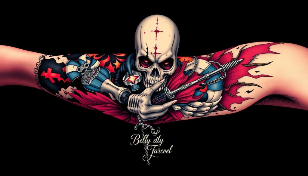 Generate an image of a baddie sleeve tattoo design