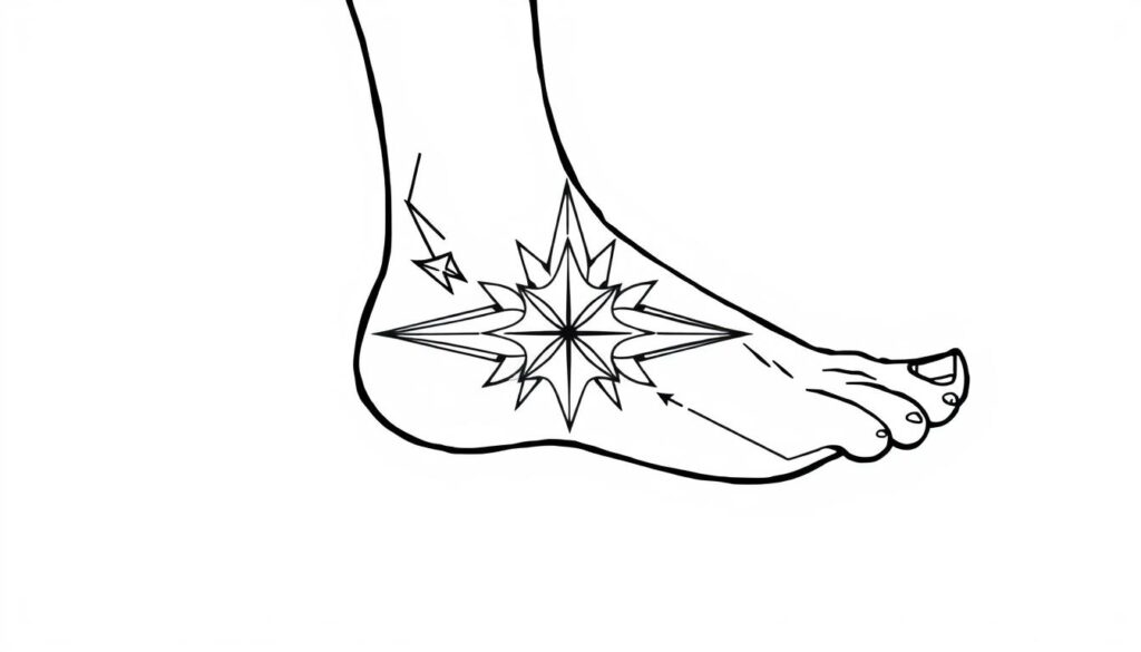 Generate an image of a geometric foot tattoo design.