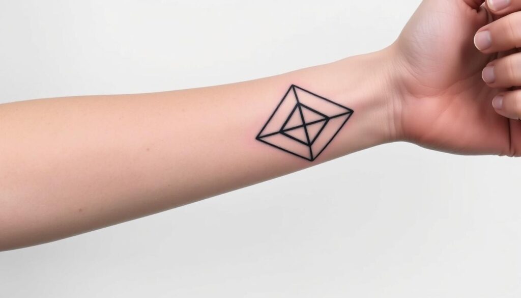 Generate an image of a minimalist forearm tattoo design for men.