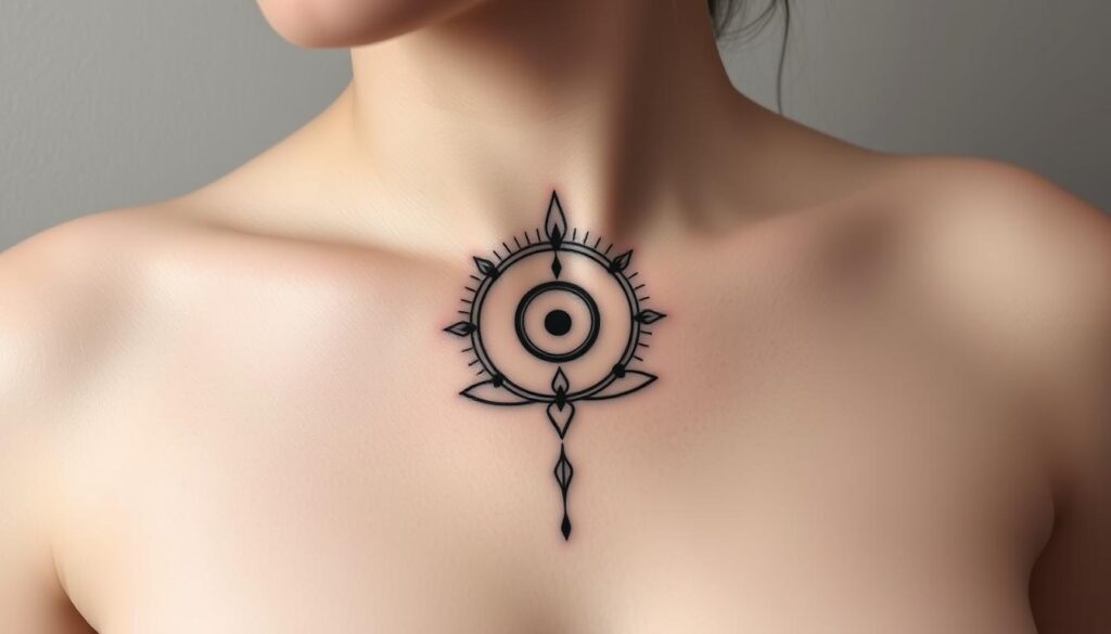 Generate an image of a minimalist spiritual tattoo design