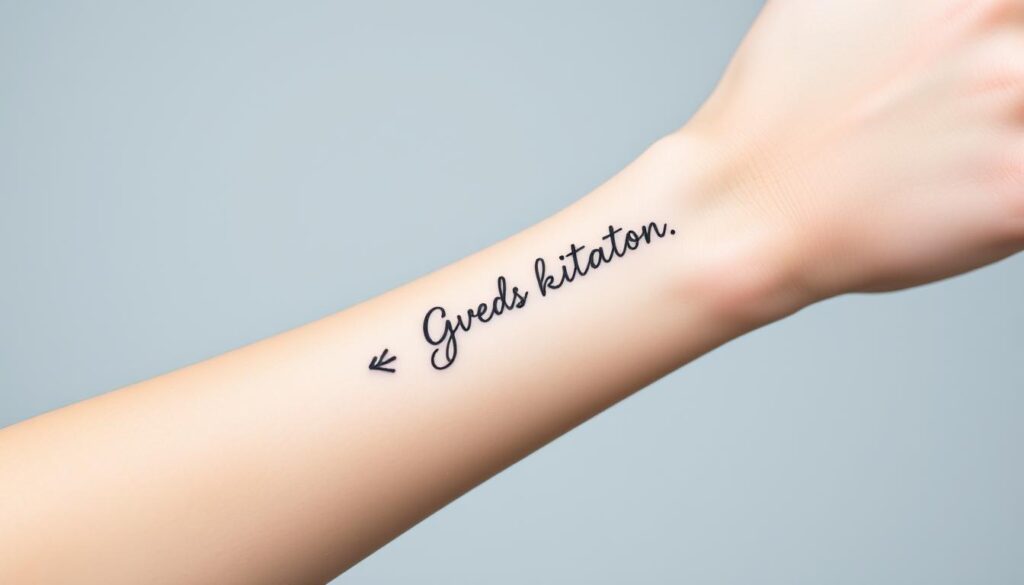 Generate an image of a small inspirational tattoo on the wrist.