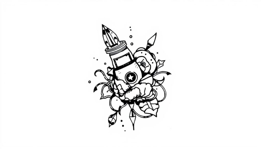 Generate an image of a small tattoo inspired by pop culture.