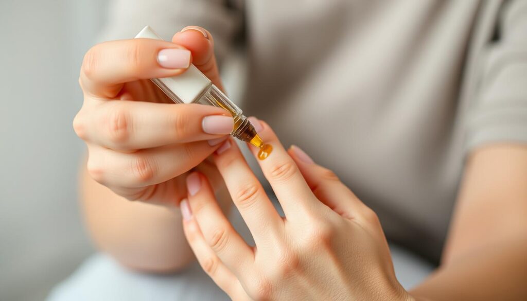 a close-up shot of a woman's hands delicately applying a nourishing nail oil to her freshly bare nails after removing acrylic enhancements, in a tranquil, spa-like setting with soft, diffused lighting and a serene, minimalist background, conveying a sense of self-care, rejuvenation and recovery a close-up shot of a woman's hands delicately applying a nourishing nail oil to her freshly bare nails after removing acrylic enhancements, in a tranquil, spa-like setting with soft, diffused lighting and a serene, minimalist background, conveying a sense of self-care, rejuvenation and recovery