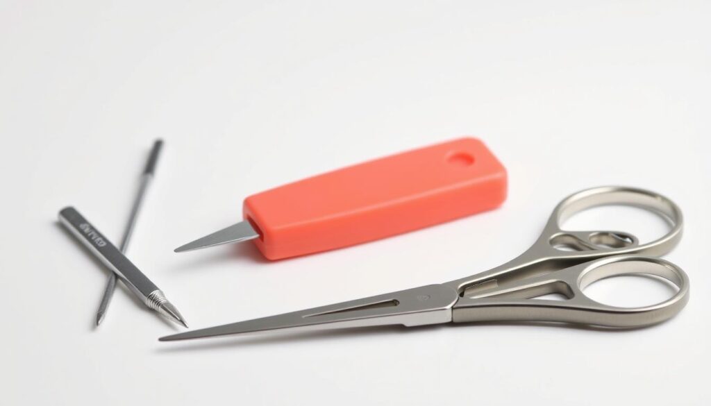a well-lit studio shot of a selection of safe press-on nail removal tools including a cuticle pusher, a nail file, a pair of nail clippers, and a small pair of scissors, all arranged neatly on a clean white background, with soft shadows and highlights to emphasize the shapes and textures of the tools, creating a professional, informative, and visually appealing image to illustrate the "Preparing for a Safe Press-On Nail Removal" section of the article a well-lit studio shot of a selection of safe press-on nail removal tools including a cuticle pusher, a nail file, a pair of nail clippers, and a small pair of scissors, all arranged neatly on a clean white background, with soft shadows and highlights to emphasize the shapes and textures of the tools, creating a professional, informative, and visually appealing image to illustrate the "Preparing for a Safe Press-On Nail Removal" section of the article