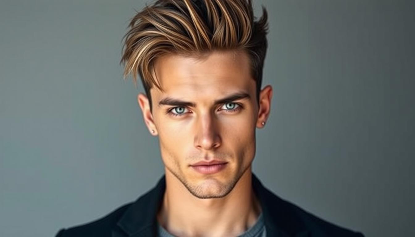 middle part wolf cut men