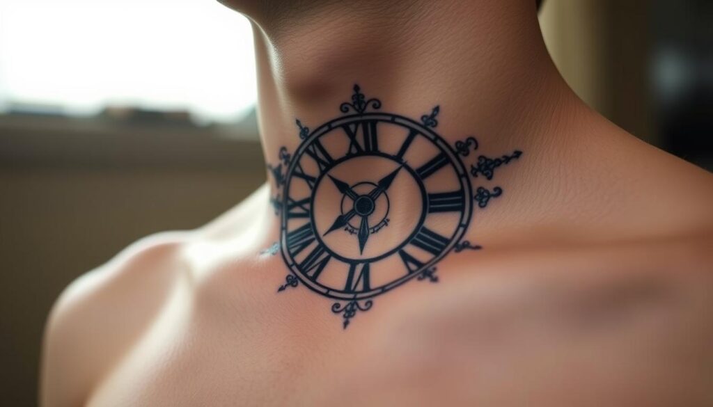 roman numeral neck tattoo