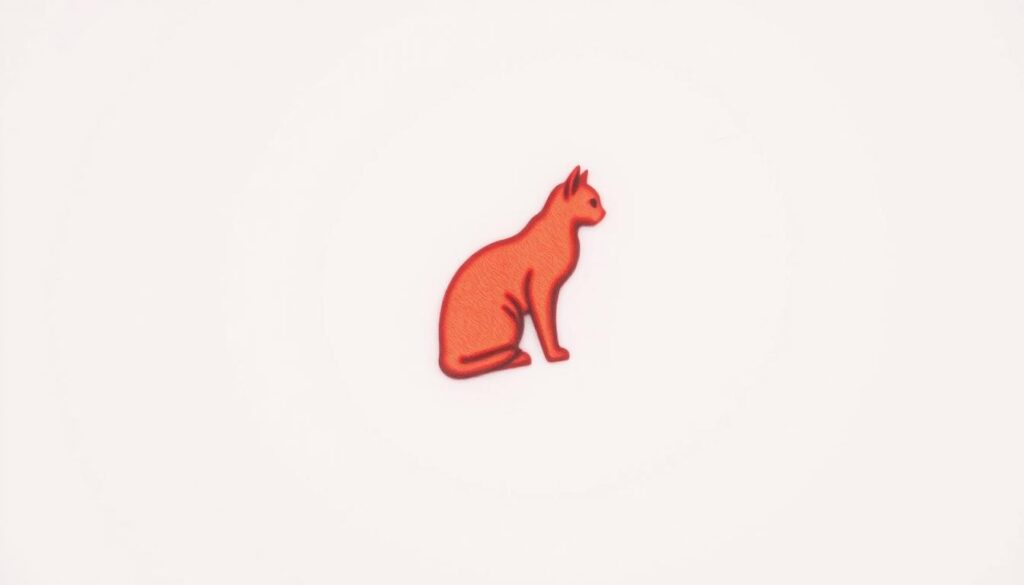 A simple cat tattoo with a vibrant pop of color, rendered in a clean, minimalist style. The feline form is depicted in striking silhouette, its outline defined by a bold, saturated hue that commands attention. The background is a neutral, seamless expanse, allowing the tattoo design to take center stage. Soft, diffused lighting casts a gentle glow, enhancing the tattoo's bold yet elegant aesthetic. The overall composition is balanced and visually striking, capturing the essence of a captivating cat tattoo that would make a striking visual addition to the "Quick ideas: amazing cat tattoos to spark your board" section.