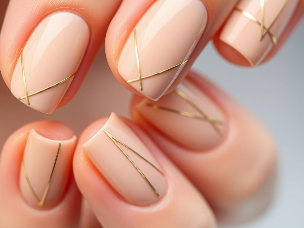 Minimalist single line accent nail design for summer